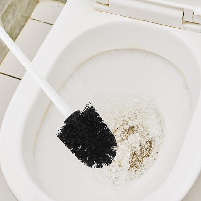 10pcs Replaceable Stainless Steel Toilet Brush Heads, Commercial Toilet Scrubber Refill with Stiff Bristles for Deep Bathroom Cleaning, Black 75x100mm Replacement Bowl Brush Heads