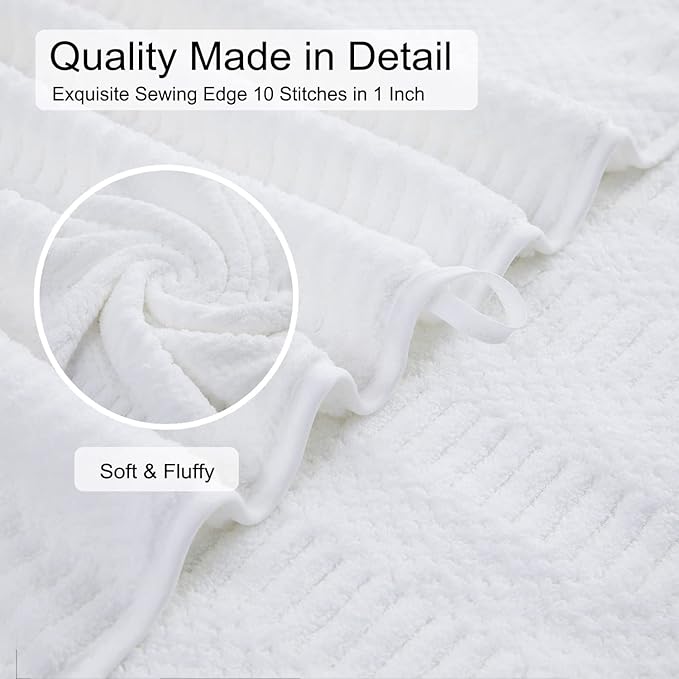 Oliven 4 Pcs White Large Bath Sheet Set 35"x70" Oversized Bath Towel Jumbo Towels 600GSM Soft Highly Absorbent Quick Dry Beach Chair Towels Woven Towel for Bathroom Hotel and Spa