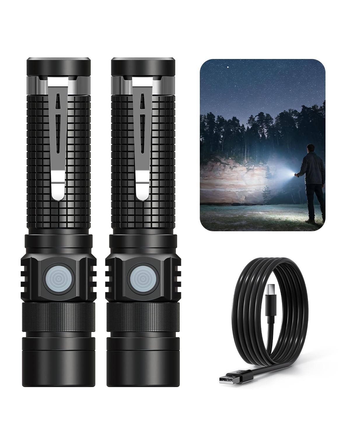 Hoxida Pocket EDC Tactical Flashlight Rechargeable Super Bright - Image 1