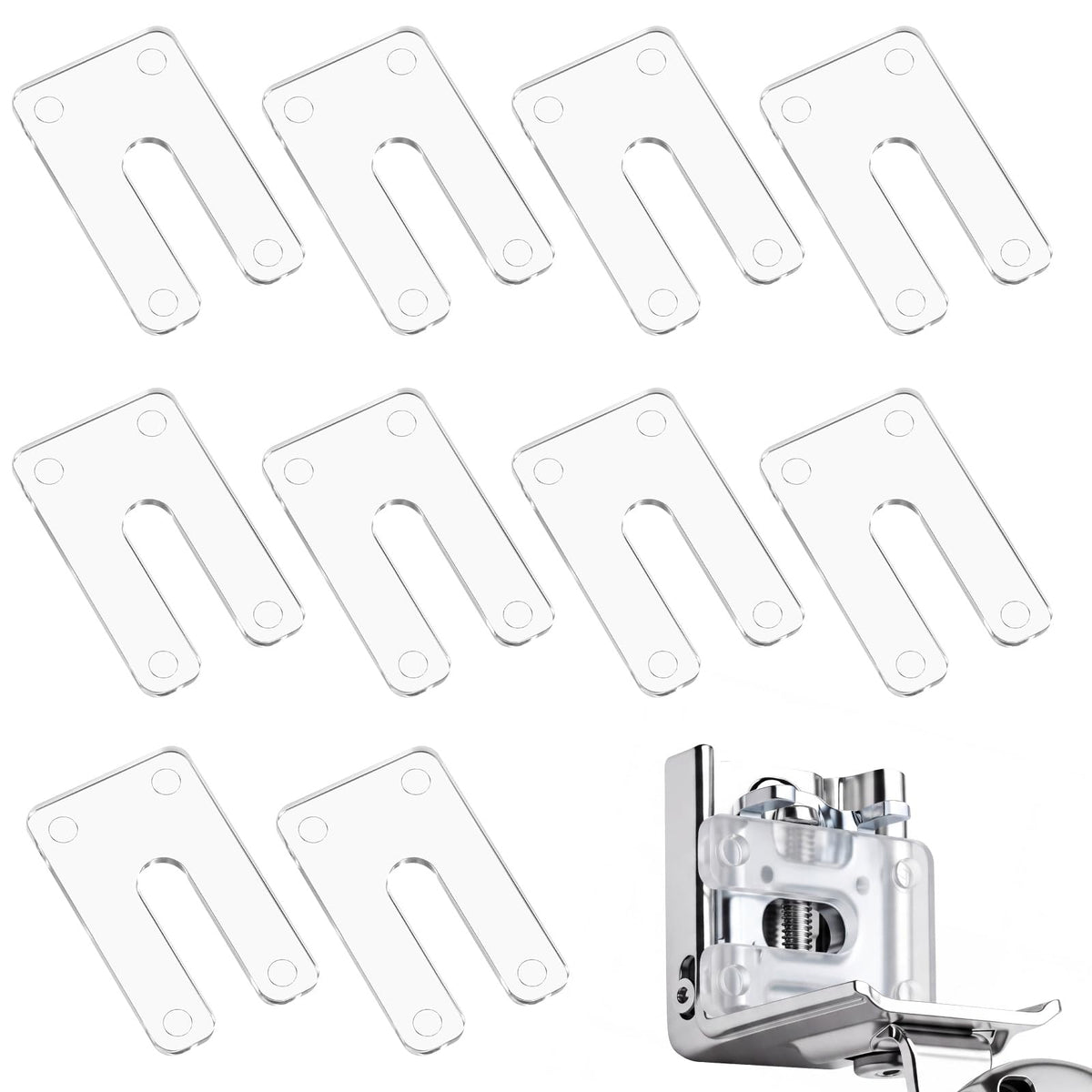 Pangda 50 Pack 1/16" Cabinet Hinge Shims Clear, U-Shaped - Image 1