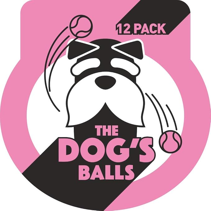 The Dog's Balls Dog Tennis Balls for Dogs, Pink, 12-Pack - Non-Abrasive Felt Fetch Balls, Tough Rubber Core, Float in Water, Fits Standard Launchers