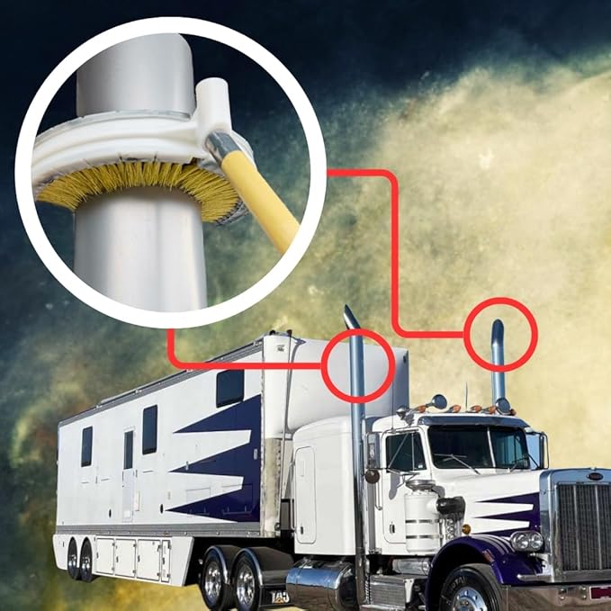 Teravan Curved Wash Brush for Exhaust Stack Pipes with Natural Tampico Fiber, Truck Cleaning Brush, Ideal Scrub Brush for Truck Exhaust Stack Pipes ((8"-10" Diameter)