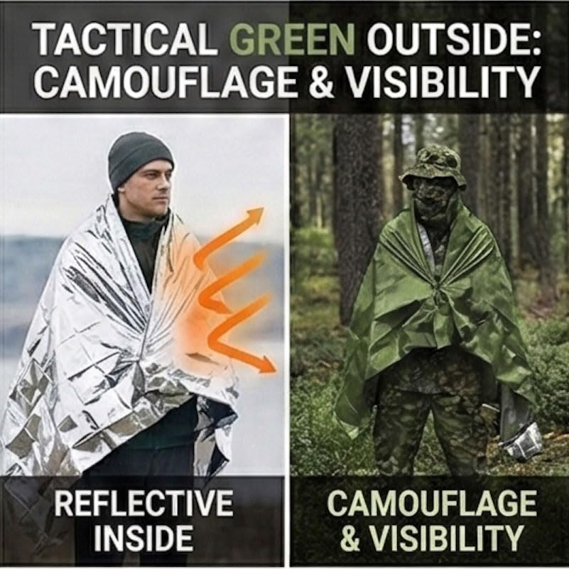 Ruten Double-Sided Green/Silver Thermal Emergency Blanket - Image 3