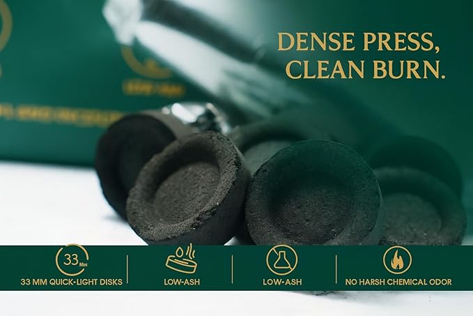 Novelty Quick Light Charcoal Discs – 100 Tablets (33mm) for Incense, Frankincense, Bakhoor & Resin Burners | Fast Lighting, Long Lasting & Clean Burning