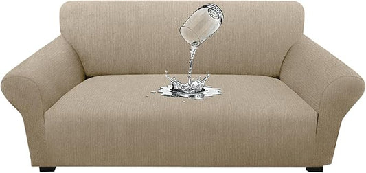 Waterproof Stretch Loveseat Couch Cover - Non-Slip Soft Sofa Slipcover with Elastic Bottom, Washable Leakproof Furniture Protector for Kids, Pets, Dogs & Cats (Loveseat, Island Fossi)