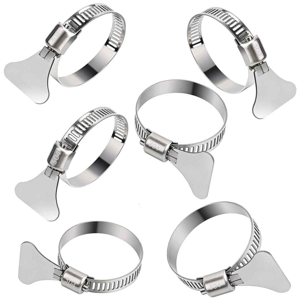 6Pcs 1-1/4 Inch Pool Hose Clamps, Adjustable 304 Stainless - Image 1
