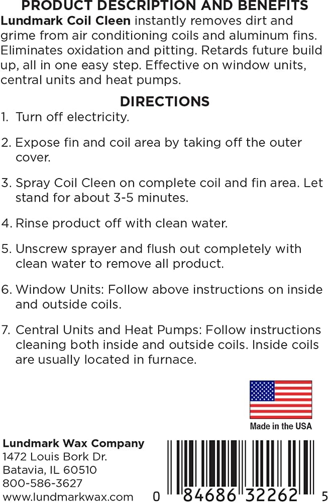 Lundmark Coil Cleen, Air Conditioning Fin & Coil Cleaner, 32-Ounce, 3226F32-6 (Pack of 2)
