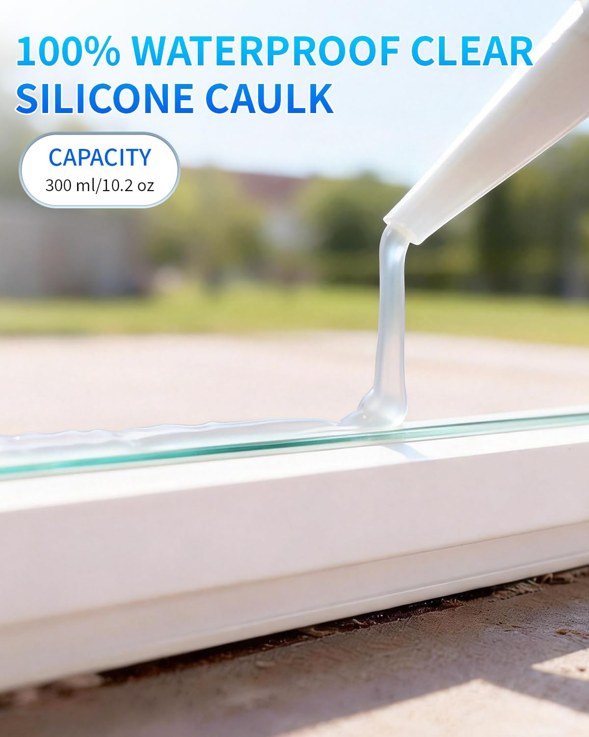 Clear Silicone Sealant – 100% Waterproof Caulk for Kitchen, Bathroom & RV (10.2 oz, 4-Pack)