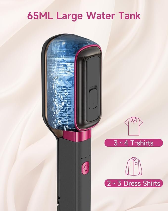 J&J EASIER, FASTER 3-in-1 Travel Press Iron Steamer for Clothes, 1000W, 20s Fast Heat Up, 180° Rotating, Portable Handheld Clamp & Vertical Steamer, 65ml Tank, Gray