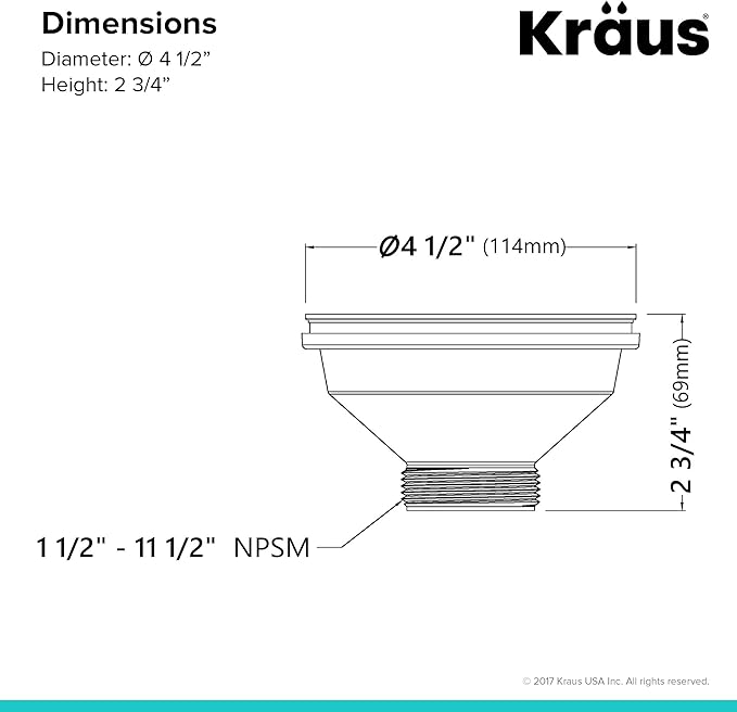 Kraus Kitchen Sink Strainer for 3.5-Inch Drain Openings in White, PST1-WH