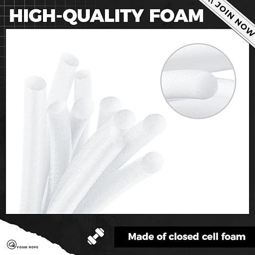 1 Inch x 50 ft Foam Backer Rod for Gaps Joints Concrete Crack Filler Caulk Saver Bulk Foam Backing Rod Concrete Filler Rope for Weather Stripping Door Seal (White)