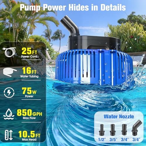 Pool Cover Pump above Ground,Submersible Water Pump for Pool - Image 4