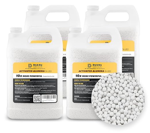 Dry & Dry [24 LBS] Activated Alumina Desiccant Beads | High-Capacity Moisture Absorber, Rechargeable Humidity Control for Industrial & Home Use
