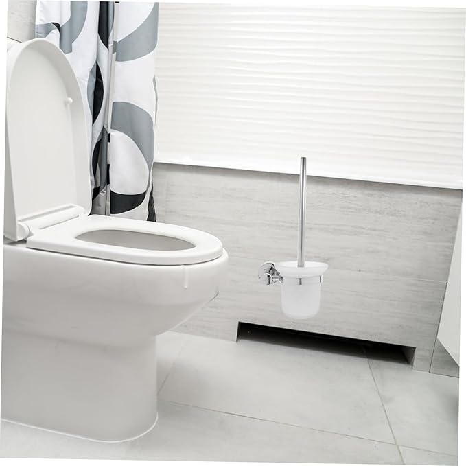 Stainless Steel Wall-Mounted Toilet Brush Set Elegant Holder for Bathroom Cleaning Space-Saving Design for and Rv Use
