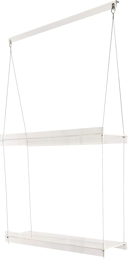Hanging Acrylic Shelves for Windows (22" Wide, 2 Shelves - 35" Tall)