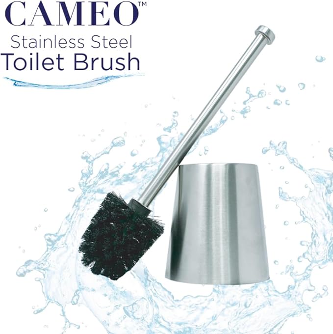 Toilet Brush and Holder, 304 Stainless Steel, Fingerprint-Proof, Rust Resistant, Toilet Bowl Brush for Bathroom Toilet - Ergonomic, Pratical Durable - 2 Pack
