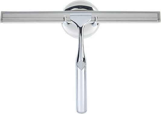 Better Living Deluxe Shower Squeegee, Multi-Purpose Silicone Squeegee Blade with Storage Hook, Rust-Proof Heavy Duty Window, Glass Shower Door Scrubber, Windshield Wiper, 10", Chrome