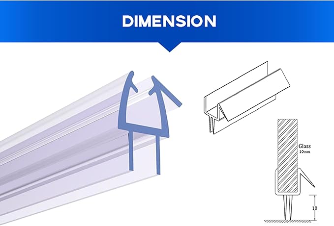 Frameless Shower Door Bottom Seal, 2 PCS 3/8" x 36" Shower Door Sweep for 3/8 Inch Glass, Glass Shower Door Seal Strip, Stop Shower Leaks and Create a Water Barrier(9B)