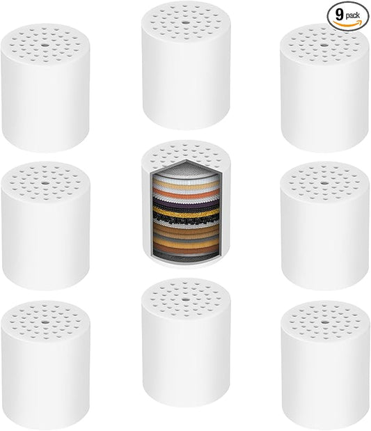 9 Pack Shower Filter Replacement Cartridge, 20 Stage Shower Filter Head for Hard Water, Universally Compatible With Any Similar Design, High Output Hard Water Filter Replacement Cartridge