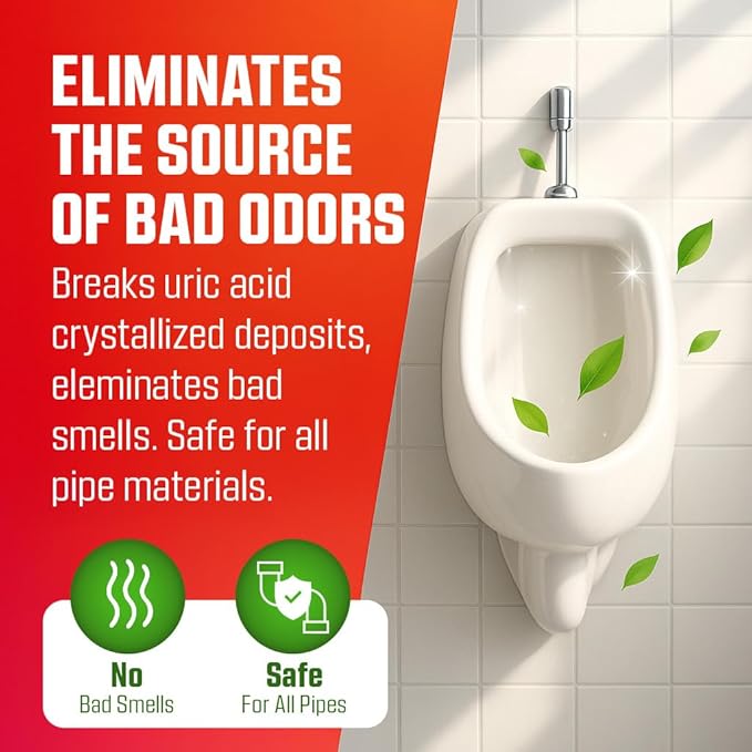 LVAP Heavy Duty Urinal Salt Remover – Made in USA – Commercial Grade Urinal Drain Cleaner & Odor Eliminator. Removes Salt, Calcium, Rust and Scale Build Up. Safe for Plumbing – 32 fl oz