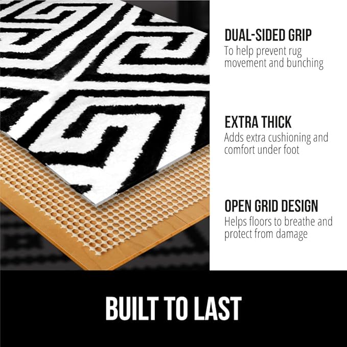 GORILLA GRIP Strong Rug Pad Gripper, 8x10 FT, US Designed, Grips Help Keep Area Rugs Safe and in Place, Slip and Skid Resistant Pads for Hard Floors, Under Carpet Mat Cushion and Hardwood Protection
