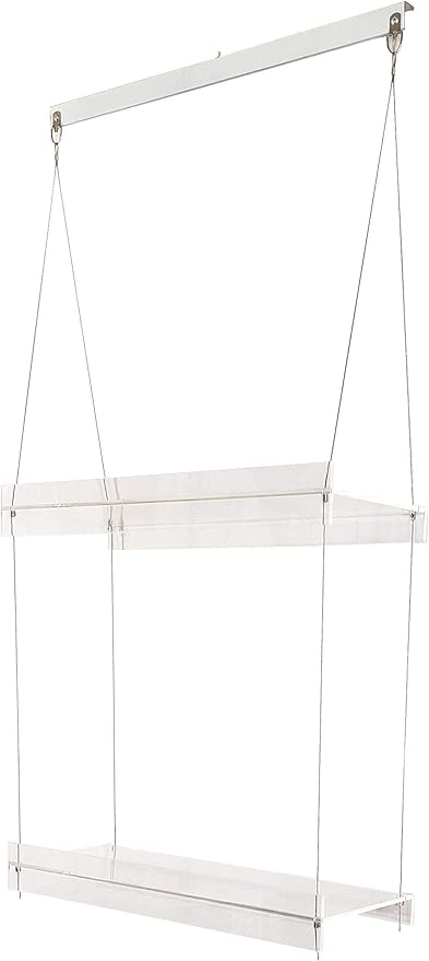 Hanging Acrylic Shelves for Windows (16" Wide, 2 Shelves - 35" Tall)