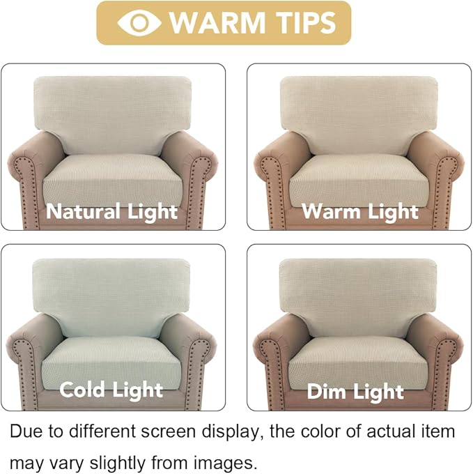 H.VERSAILTEX Multi-Pieces Chair Covers Stretch Couch Covers Form Fitted Seat and Back Cushions Covers (1 Seat Cover Plus 1 Back Cusion Cover, Bonus 2 Armrest Covers), Island Fossi