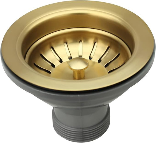 Akicon Kitchen Sink Stopper Replacement for 3-1/2 Inch Standard Strainer Drain, Solid Brass with Post Styled Basket