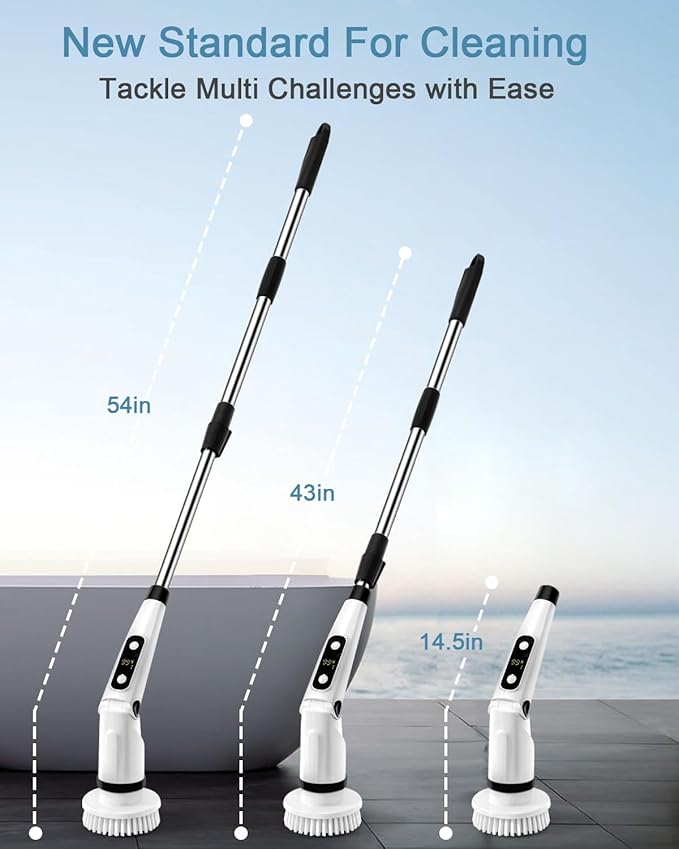 Electric Spin Scrubber X03 Turbo Black and Multifunction Cleaning Brush Heads Matchable