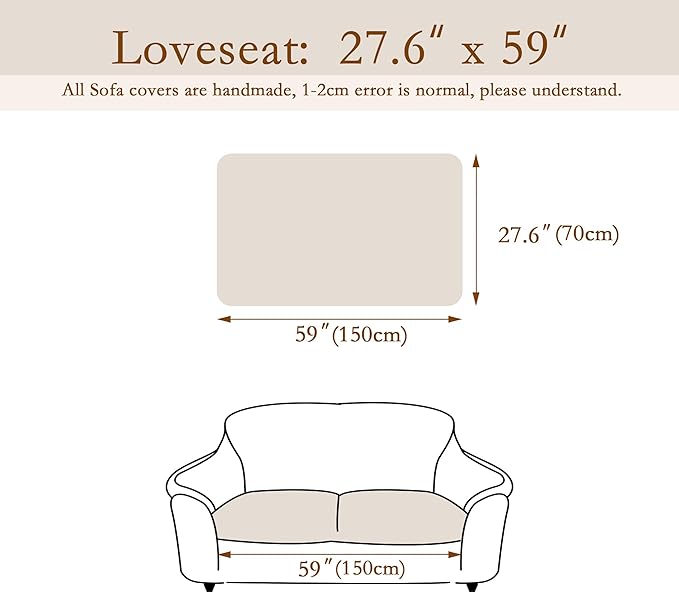 MEETSKY Couch Cover for Dog Washable, Non-Slip Sofa Protector for Loveseat Pet Friendly Sofa Covers for 2 Cushion Couch Dog Mats for Couches Soft Furniture Covers, 27.6" x 59", Oatmeal