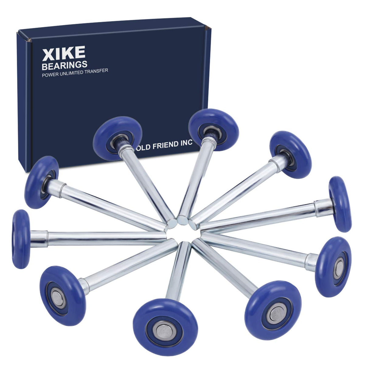 XiKe Blue 2" Nylon Garage Door Roller, 10 Pack - Image 1