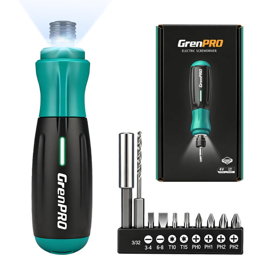 4V Cordless Electric Screwdriver Set, 10 Magnetic Bits, LED Light - Image 1