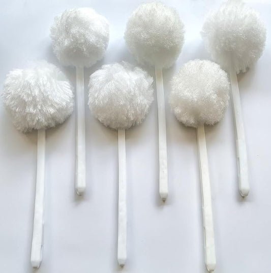 Bowl Brush Toilet Cleaning Brush Set Soft Polyester Head 15x5 inches White (6PacK)