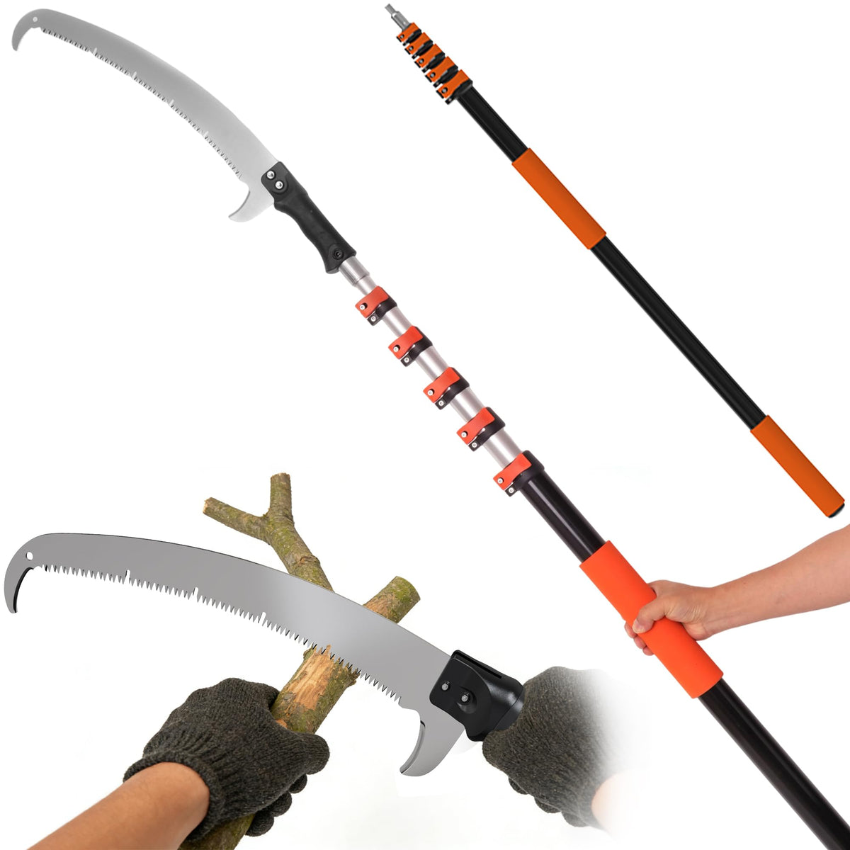 26FT Manual Pole Saw for Tree Trimming, 5-20FT Telescoping - Image 1