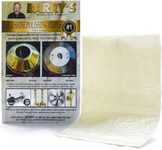 Barry's Restore It All Products - E-Z Shine Polishing Cloth | The #1 All-in-ONE Cleaning Cloth! Polishes Brass, Takes Rust Off Steel, Removes Stains, and Water Rings, Great for Jewelry!