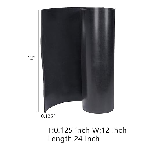 TORRAMI Neoprene Rubber Sheet Roll 1/8 (.125) Inch Thick x 12 Inch Wide x 24 Inch Long for DIY Gaskets, Pads, Seals, Crafts, Flooring,Cushioning of Anti-Vibration, Anti-Slip