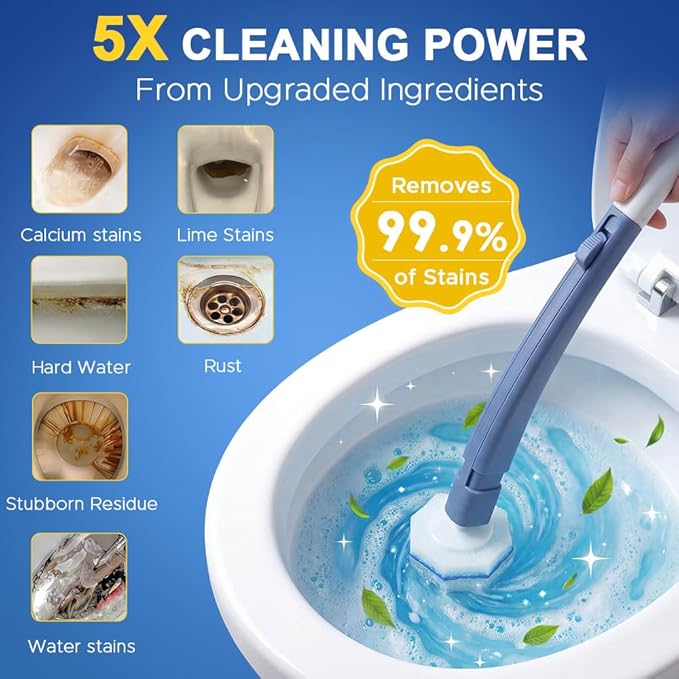 40 Count Toilet Wand Cleaner Refills for Clorox, 5X Cleaning Power Disposable Prefilled Toilet Cleaning Scrubbers, No Falling Apart, Fresh Fragrance