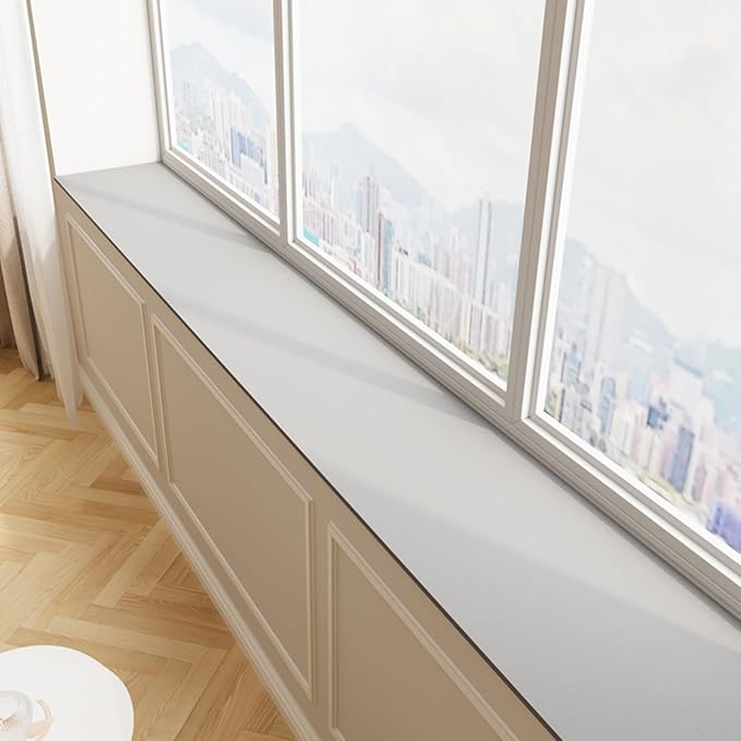 Window Sill Cushion Pad - Narrow Adjustable & Waterproof Window Seat Mat for Bay Windows, Absorbent Dust-Proof Liner with Non-Slip Backing,Cut-to-Fit (Light Grey, 114''x6'')