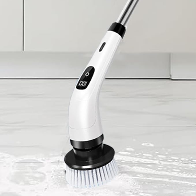 Electric Spin Scrubber, Cordless Bathroom Scrubber, Electric Brush Cleaner, 370 RPM USB Rechargeable Scrubber with 3 Replaceable Brush Heads, 2 Adjustable Speeds Bathroom