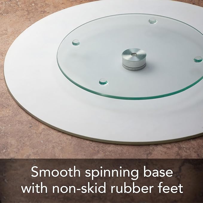 CounterArt Cabin in The Mountains 4mm Tempered Glass Lazy Susan Turntable 13" Diameter Condiment Caddy Cake Plate Pizza Server