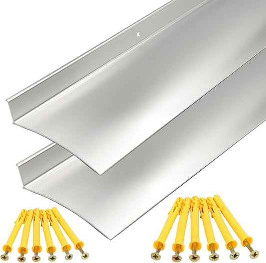 Aluminum Overhead Door Rain Drip Cap Guard for Exterior Door and Window Top,43.3” Drip Edge Flashing,Deflectord,Diverter, Anodized 2PCS Silver