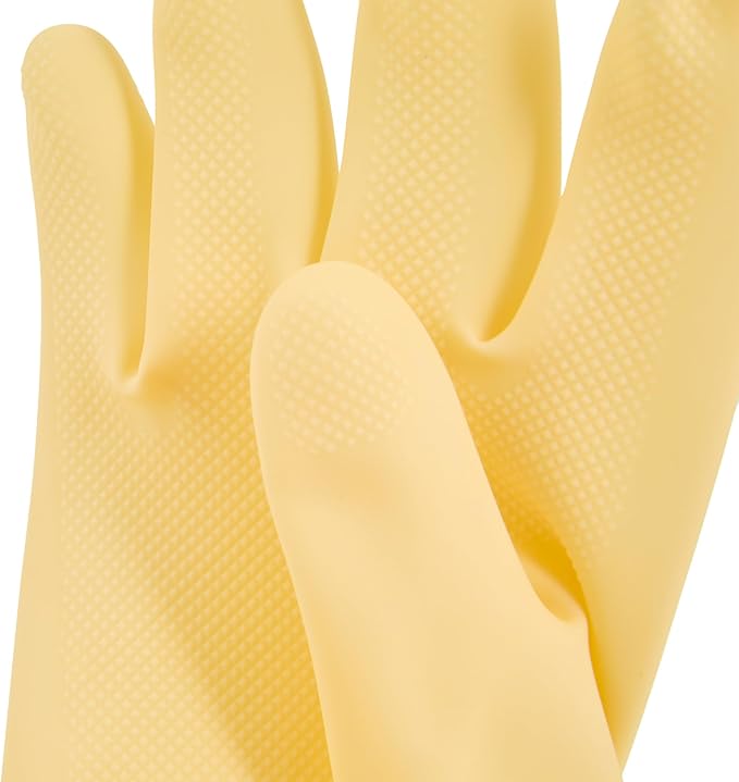Restaurantware Cleaning Gloves Case of 10 Rubber 22 mil Household Gloves Chemical-Resistant Puncture-Resistant Abrasion-Resistant Yellow
