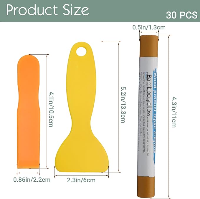 Zorfeter 20 Pack Wood Filler Sticks with 2 Scrapers, 20 Colors Wood Wax Crayons Furniture Repair Kit, Scratch Repair Crayons for Floors Cabinets Tables Doors