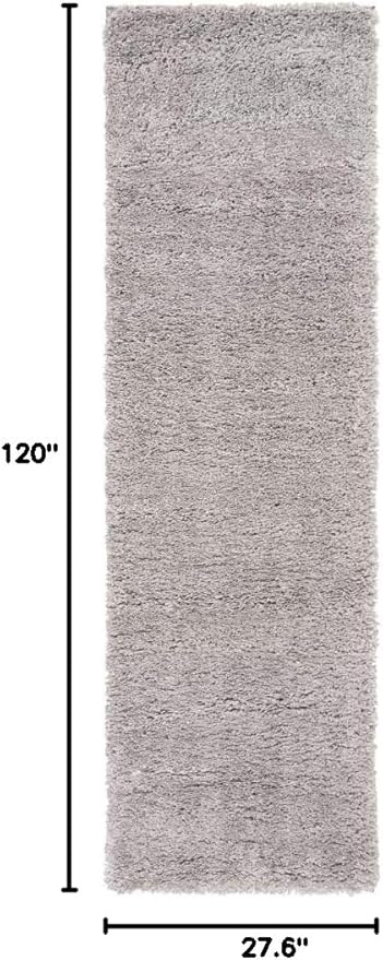 SAFAVIEH Fontana Shag Collection Runner Rug - 2'3" x 10', Grey, Solid Design, Non-Shedding & Easy Care, 2-inch Thick Ideal for High Traffic Areas in Living Room, Bedroom (FNT800F)
