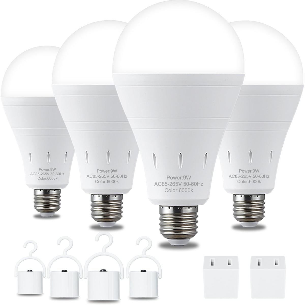 4 Pack Rechargeable Emergency Light Bulbs, Battery Powered - Image 1