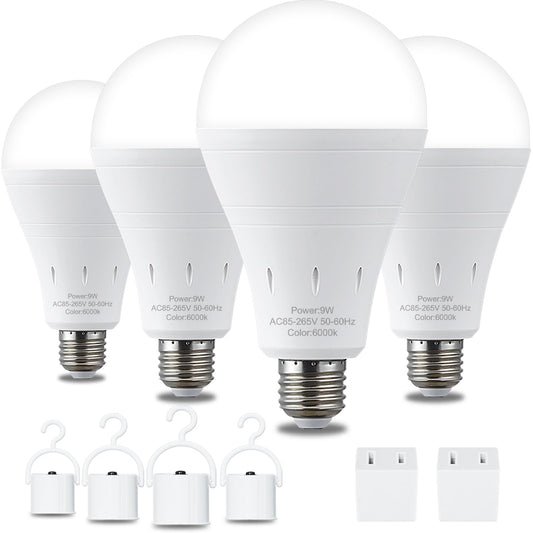 4 Pack Rechargeable Emergency Light Bulbs, Battery Powered - Image 1