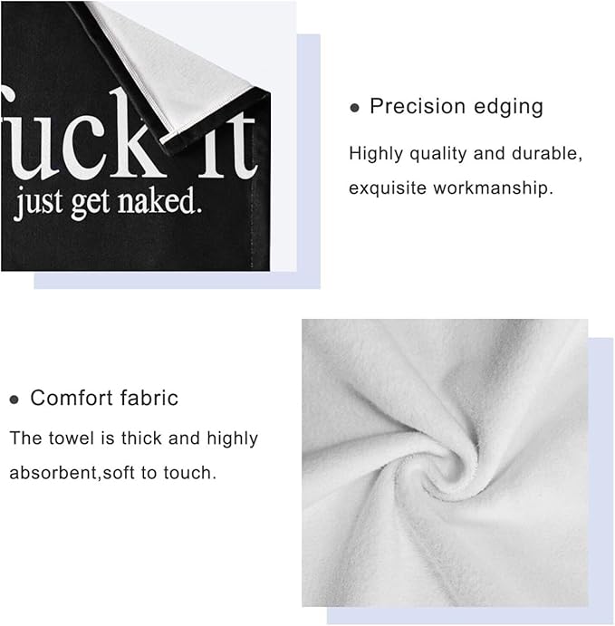 Black and White Checkered Bath Towels Set,Ultra Soft 3 Piece Funny Quotes Get Naked Towels for Bathroom,1 Bath Towel 1 Hand Towel 1 Washcloth,Absorbent Quick Dry Decoractive Bathroom Towels