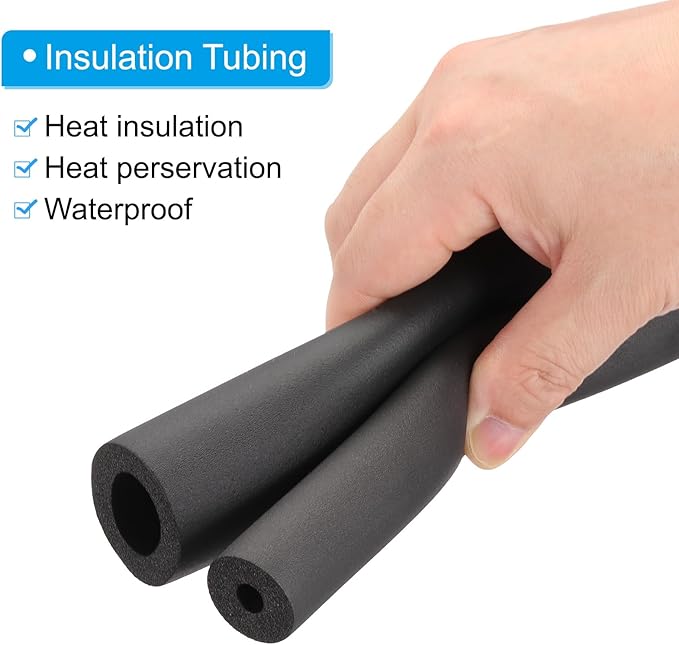 PATIKIL 1-5/16"(34mm) ID x 6.6Ft Pipe Insulation Foam Tubes, Pipe Cover Wrap Roll Bar Padding Tubing for Handle Grip HVAC Outdoor Air Conditioner Units, Black