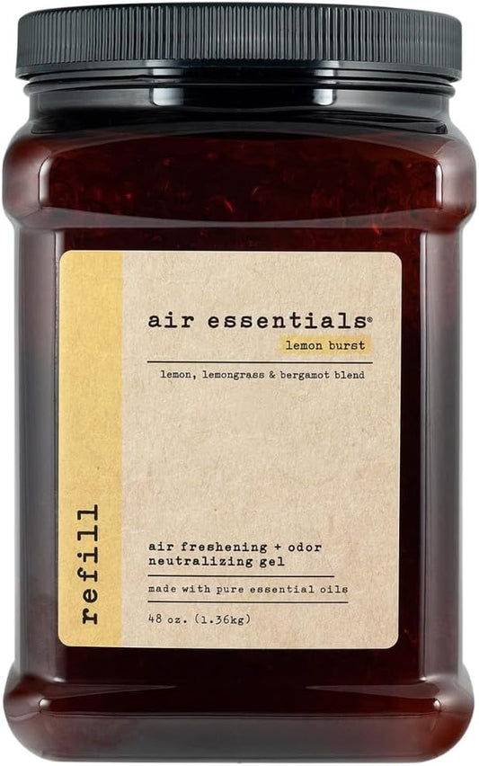 Air Essentials Air Freshener & Odor Neutralizer Gel 48 oz Refill – Odor Eliminator - Made with Pure Essential Oils – Lemon Burst Scent