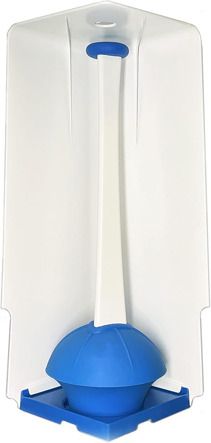 Hideaway Plunger with Cover and Drip Tray, Heavy Duty, Secure Grip Handle, Stylish, Clears Clogs Fast